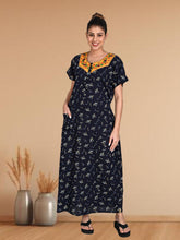 1903-Women's Pure Cotton Blended Printed Maxi Dress for Daily & Night Wear Floral Nighty